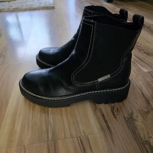 Calvin Klein Black Leather Moto Boots
